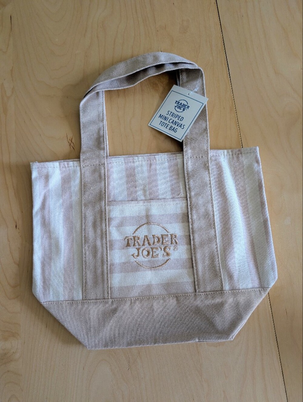 NEW striped mini canvas tote bag in desert sand